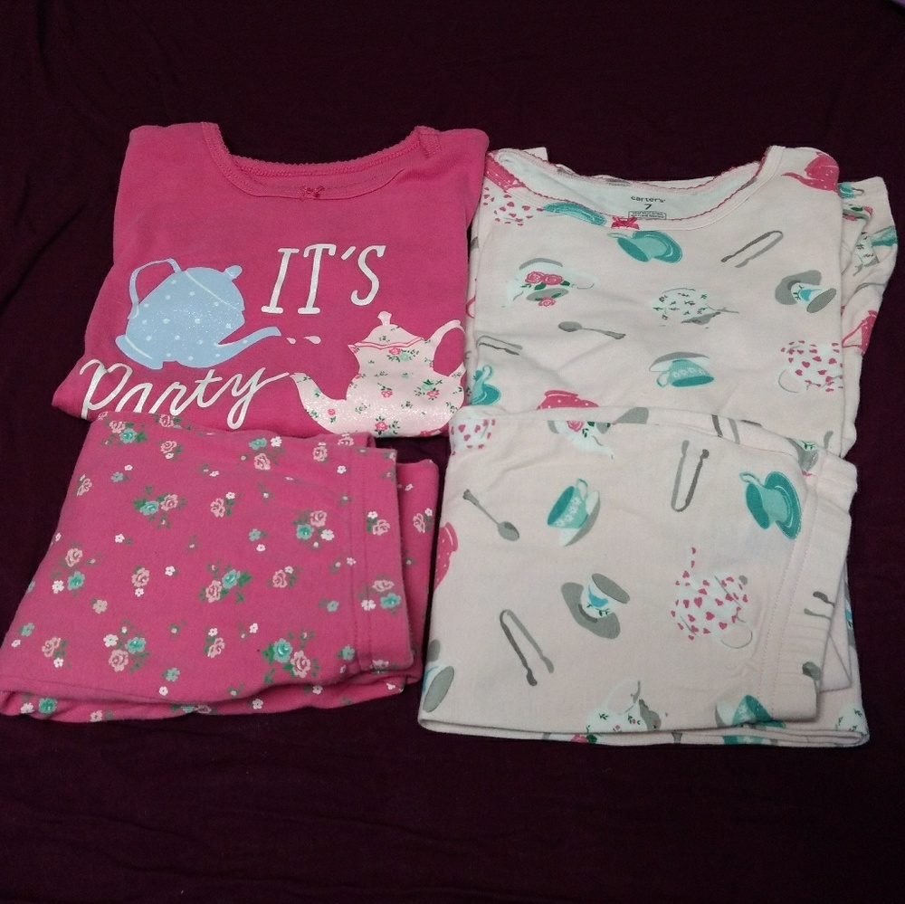 4 Piece PJ set | Tea Party Pajamas Carter's size 7